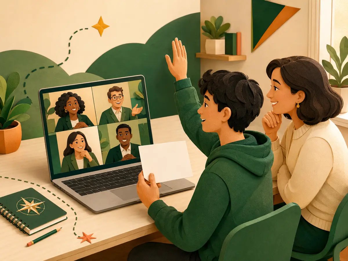 Family watching Campus Quest webinar